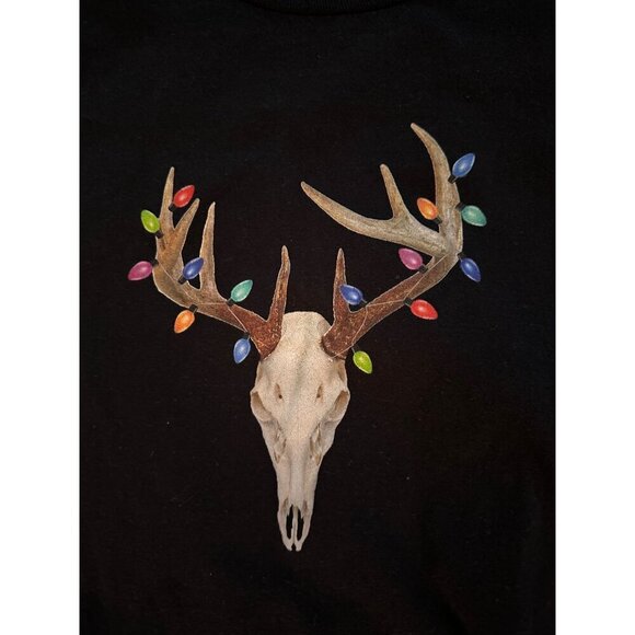 Deer skull buck Christmas ornament black graphic tshirt - Picture 2 of 2